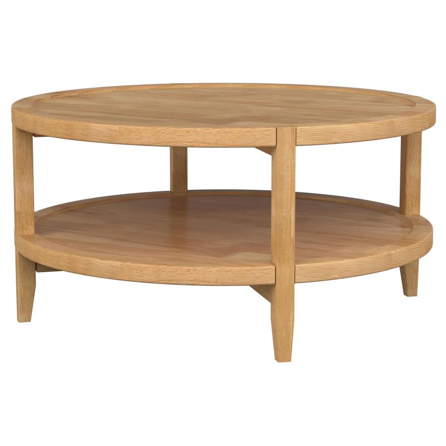 Camillo 3-piece Round Coffee and End Table Set Maple 