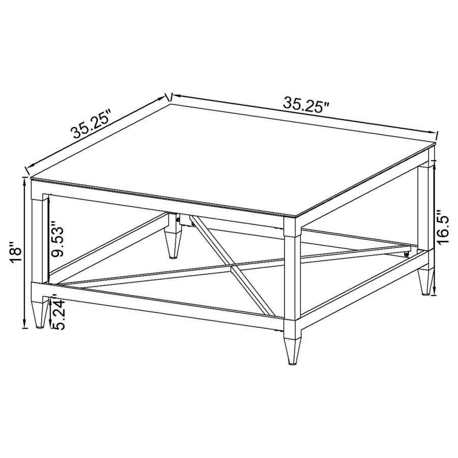Modal Additional Images for Lindley 2-piece Square Coffee and End Table Set Chrome