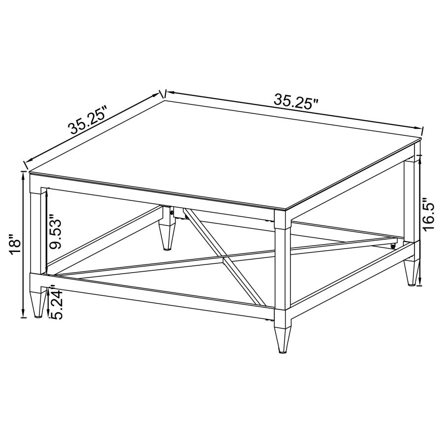 Modal Additional Images for Lindley Square Tempered Mirror Acrylic Coffee Table Chrome
