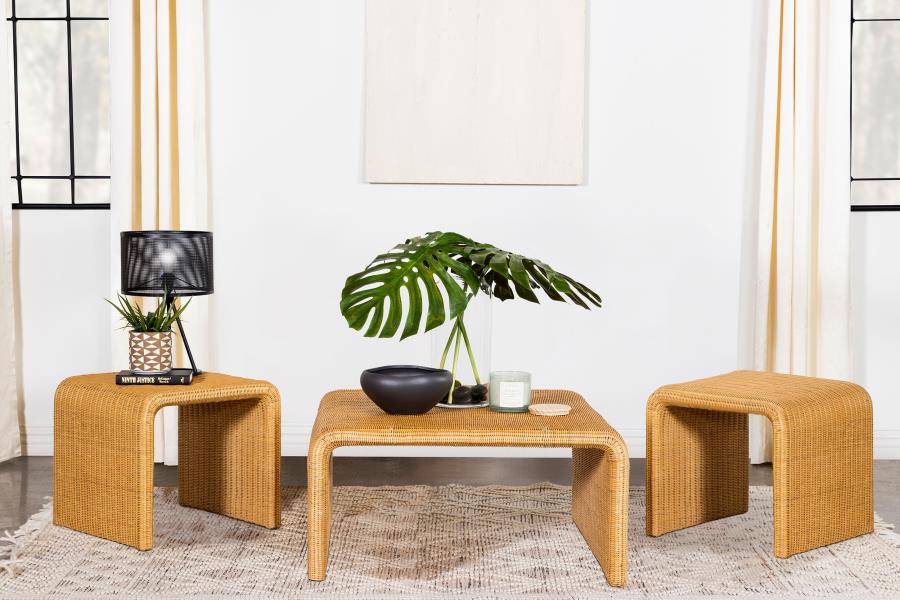 (image for) Cahya 3-piece Rattan Coffee and End Table Set Natural