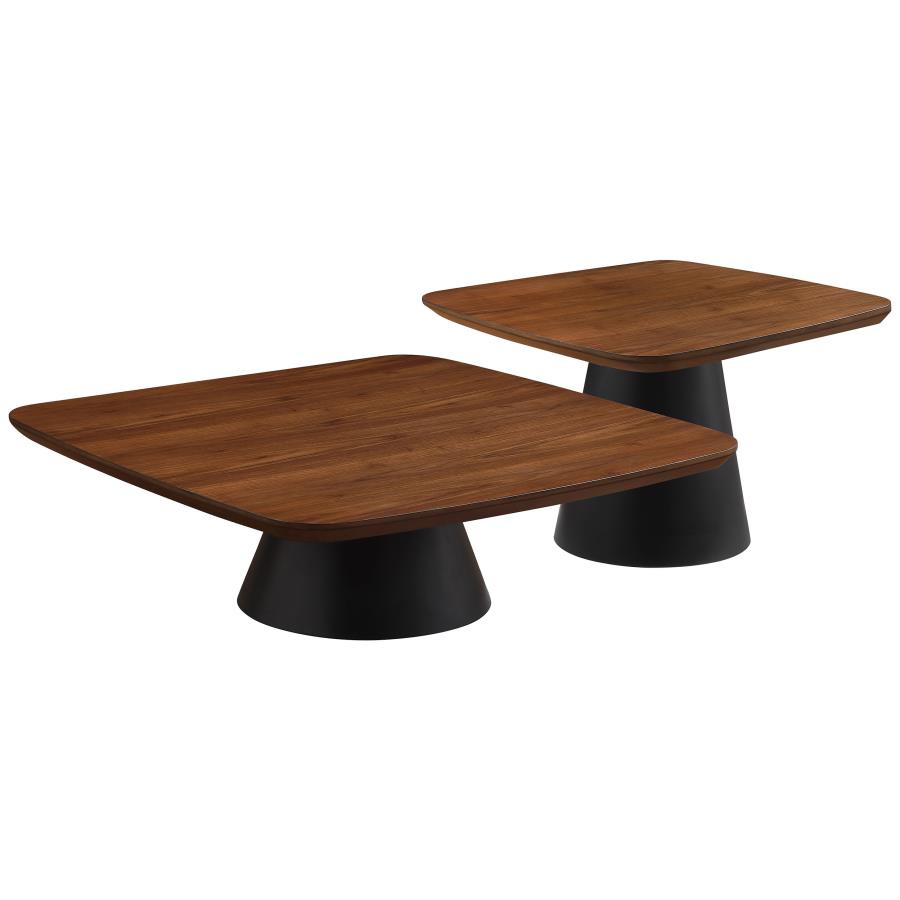 Eason 2-piece Coffee Table Set Walnut and Black (image for) Eason 2-piece Coffee Table Set Walnut and Black