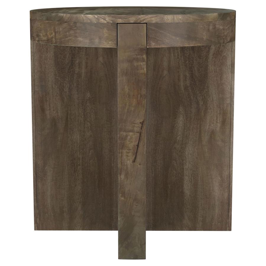 Kinkaid Round Solid Mango Wood End Table Brown (image for) Kinkaid Round Solid Mango Wood End Table Brown