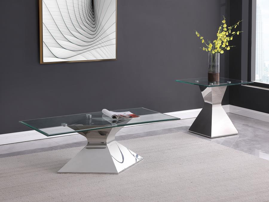 (image for) Jenny 2-piece Rectangular Coffee and End Table Set Chrome
