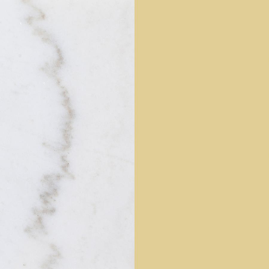 Jonelle Round Glass Top End Table White Marble Shelf Gold