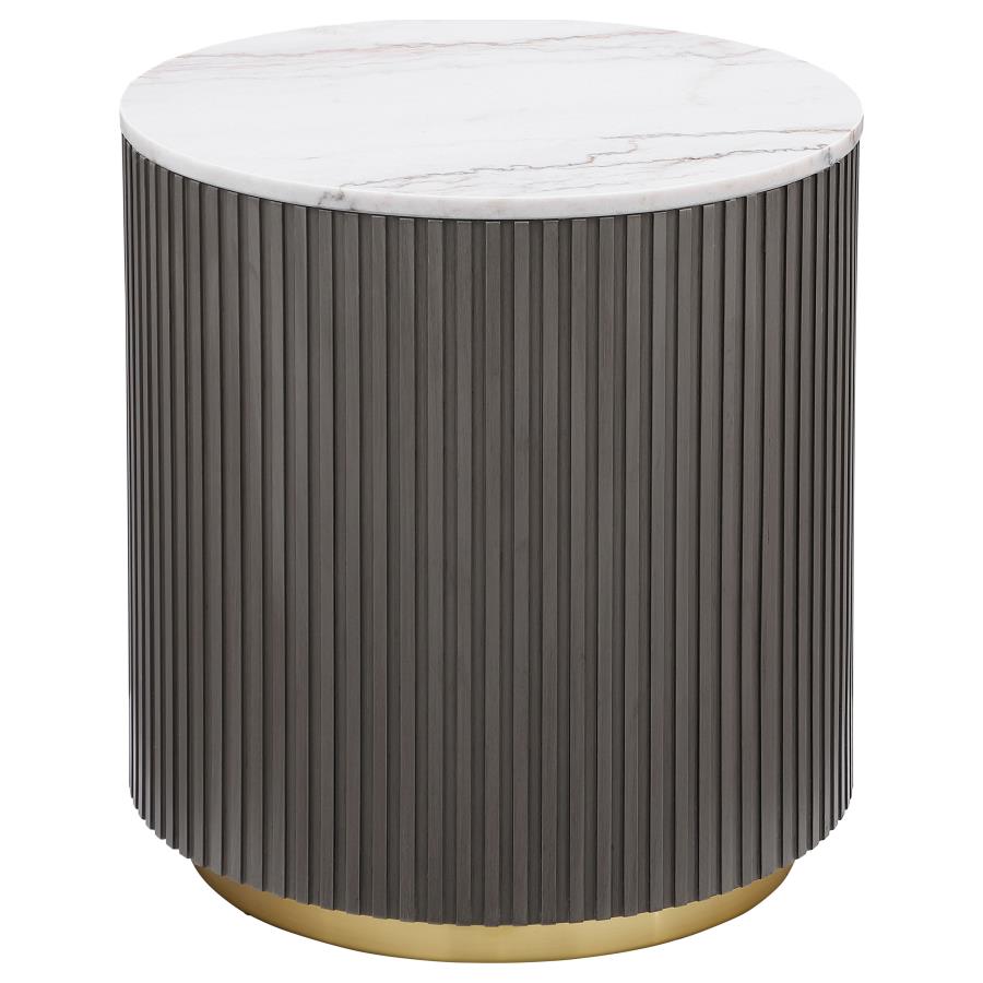 Jason 3-piece Round White Marble Coffee Table Set Charcoal