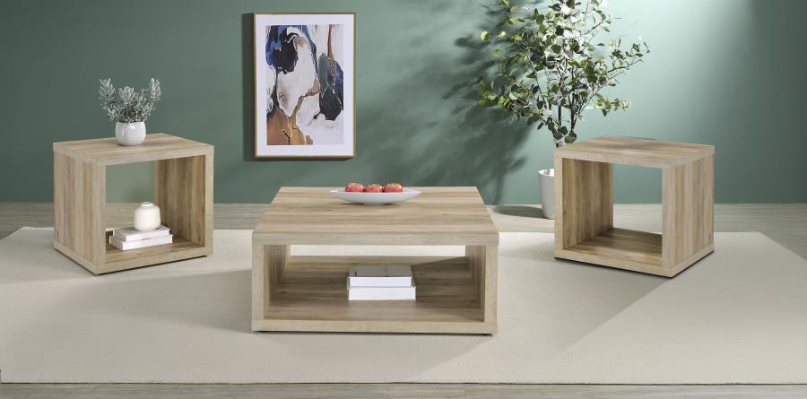 (image for) Frisco 3-piece Coffee and End Table Set Distressed Pine