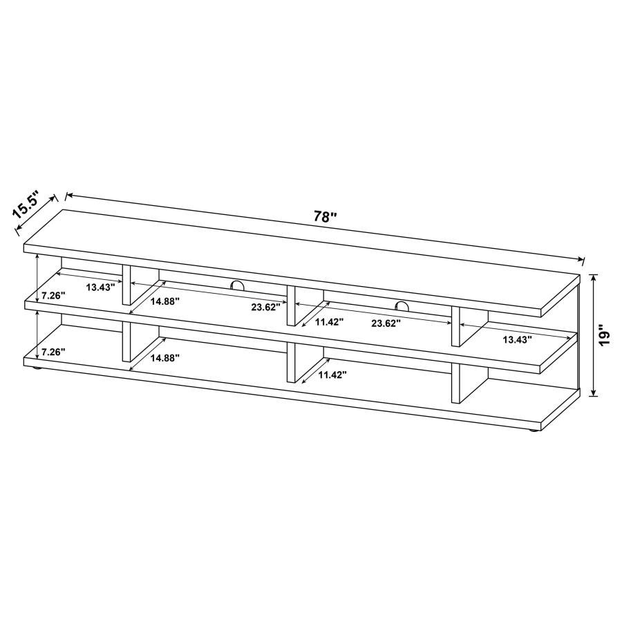 Modal Additional Images for Cartmill 78-inch 2-tier TV Stand Media Console Black