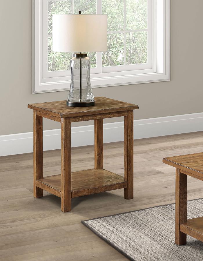 Payne Wood End Table with Shelf Distressed Brown (image for) Payne Wood End Table with Shelf Distressed Brown