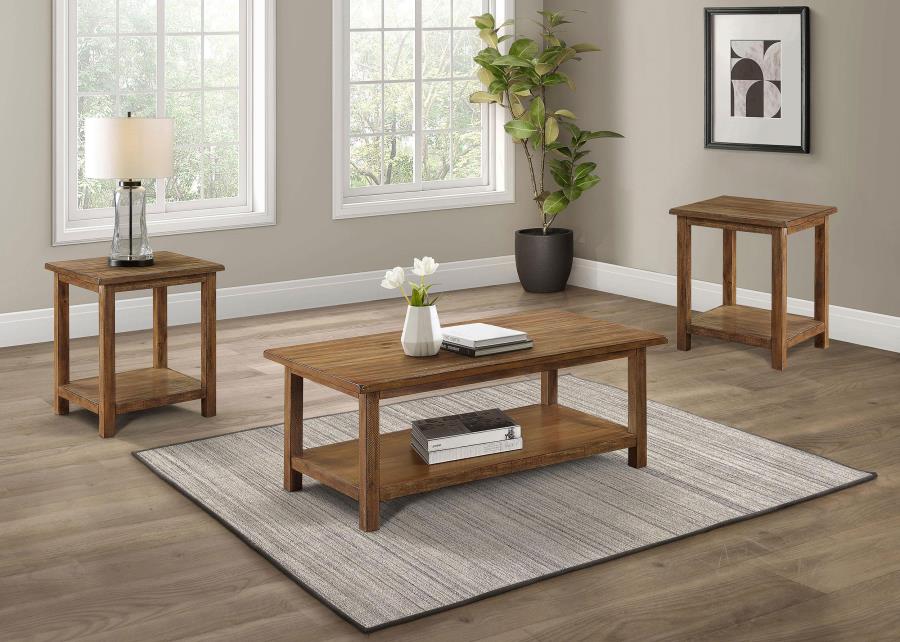 (image for) Payne 3-piece Coffee and End Table Set Distressed Brown