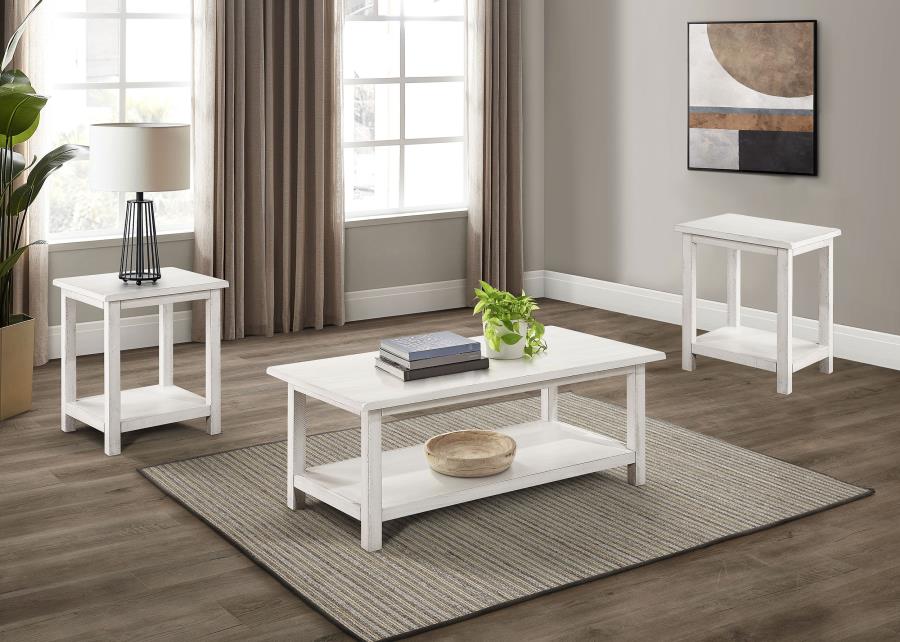 (image for) Payne 3-piece Coffee and End Table Set Distressed White