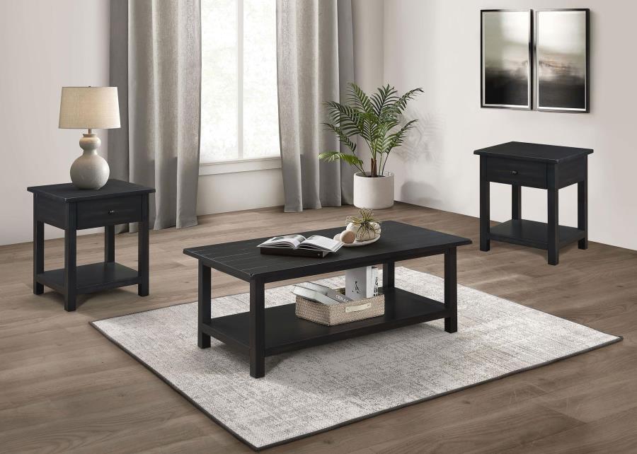 (image for) Payne 3-piece Coffee and 1-drawer End Table Set Java