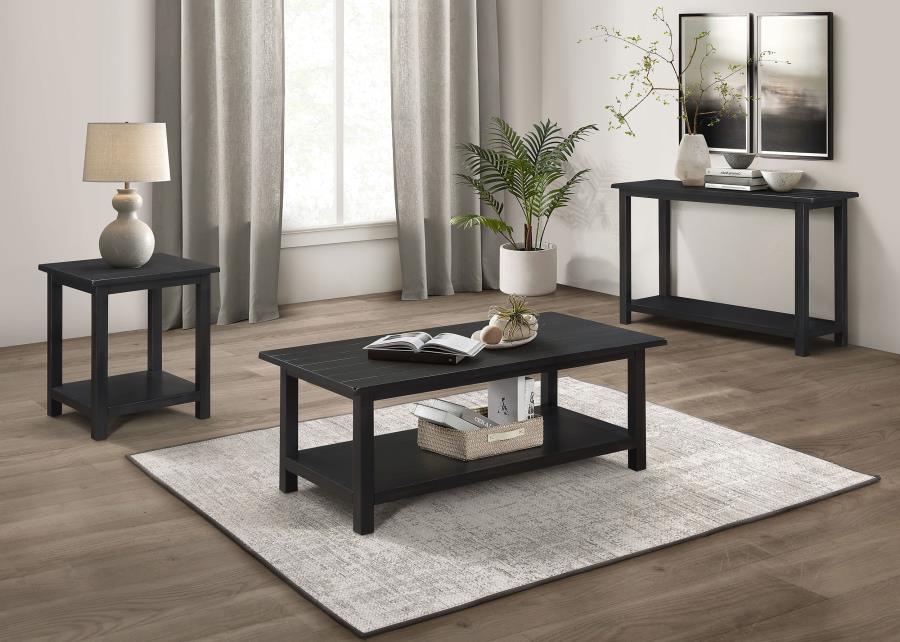 Modal Additional Images for Payne Wood Coffee Table with Shelf Distressed Java