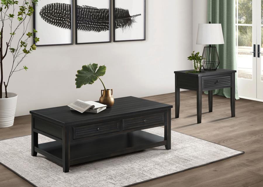 Concord 2-drawer Rectangular Coffee Table Distressed Java (image for) Concord 2-drawer Rectangular Coffee Table Distressed Java