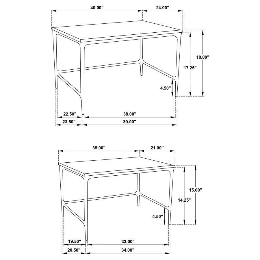 Ebby 2-piece Genuine Marble Top Nesting Coffee Tables White