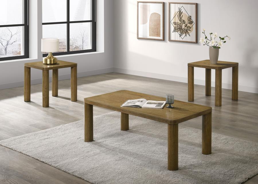 (image for) Castlewood 3-piece Cocktail Coffee Table Set Brown Oak