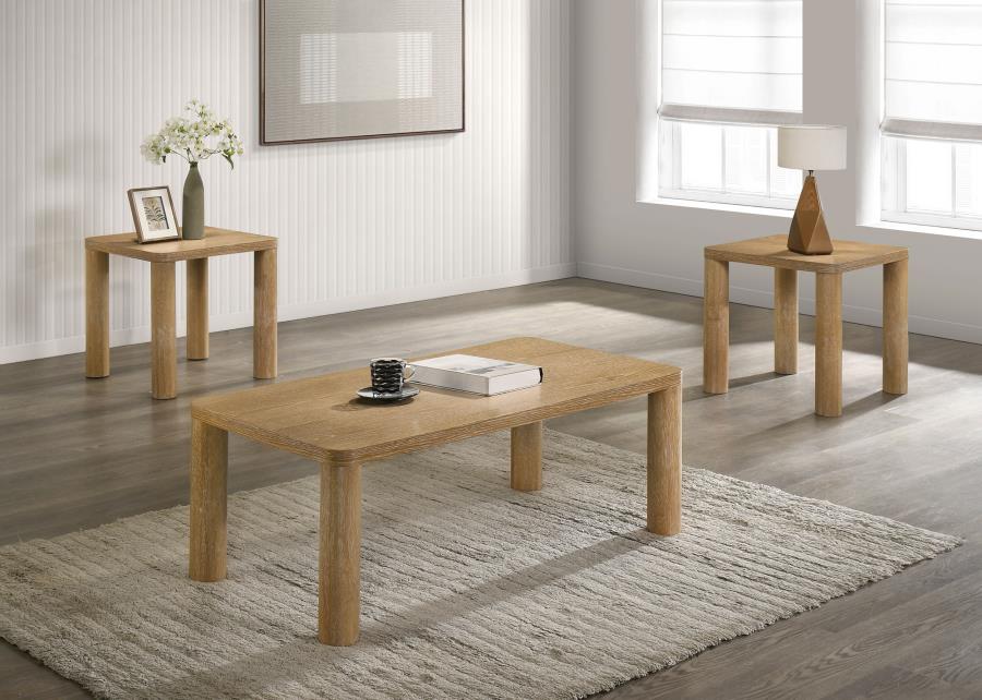 (image for) Castlewood 3-piece Cocktail Coffee Table Set Light Oak