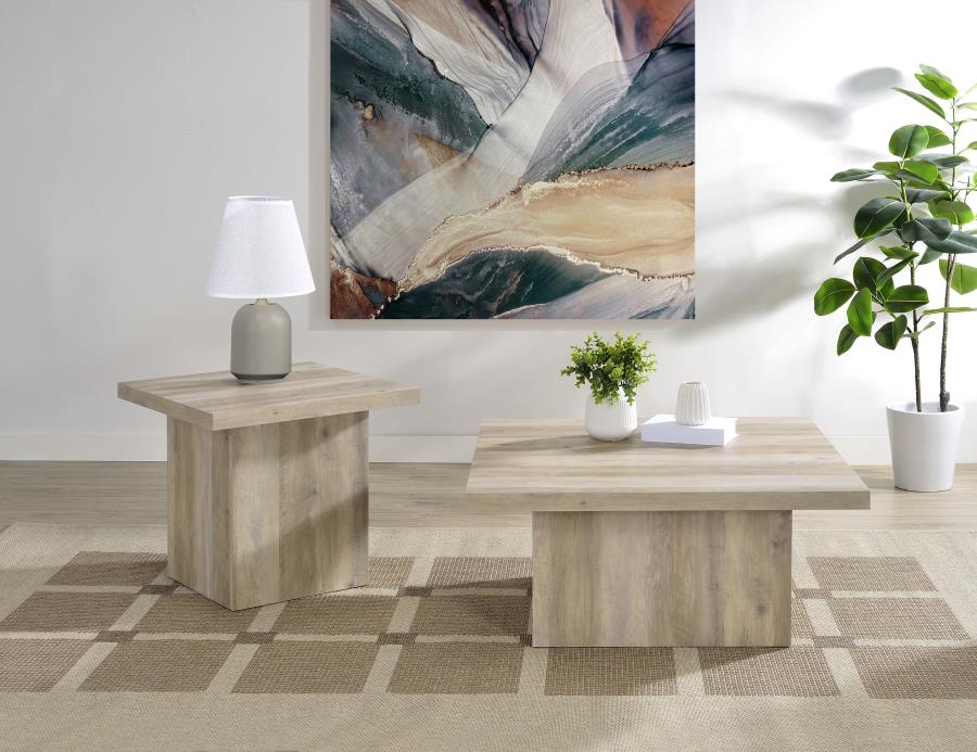 Modal Additional Images for Devar Square Engineered Wood End Table Distressed Pine