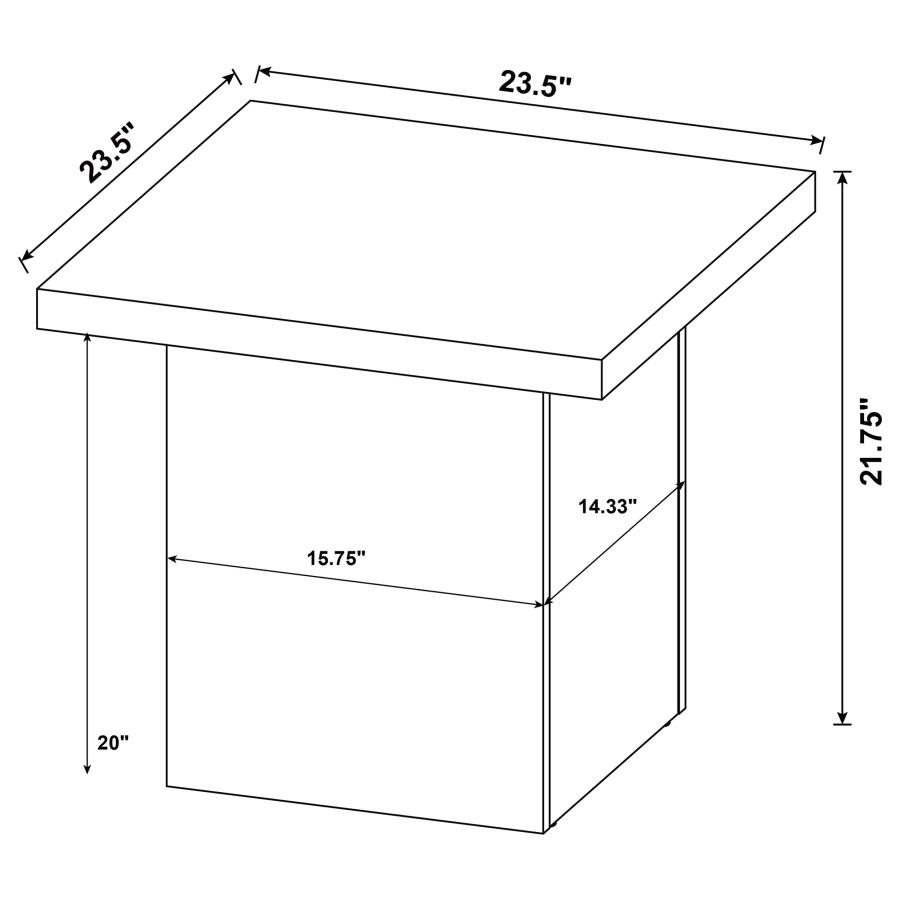 Devar Square Engineered Wood Side End Table Dark Pine