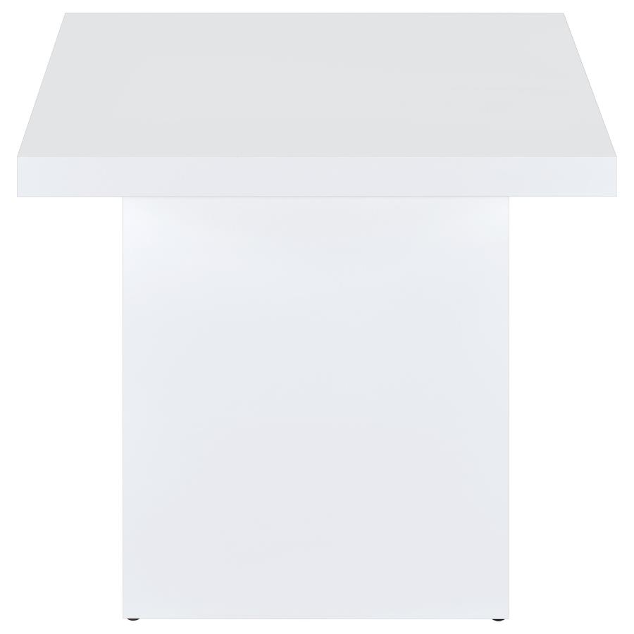 Devar Square Engineered Wood Side End Table White High Gloss