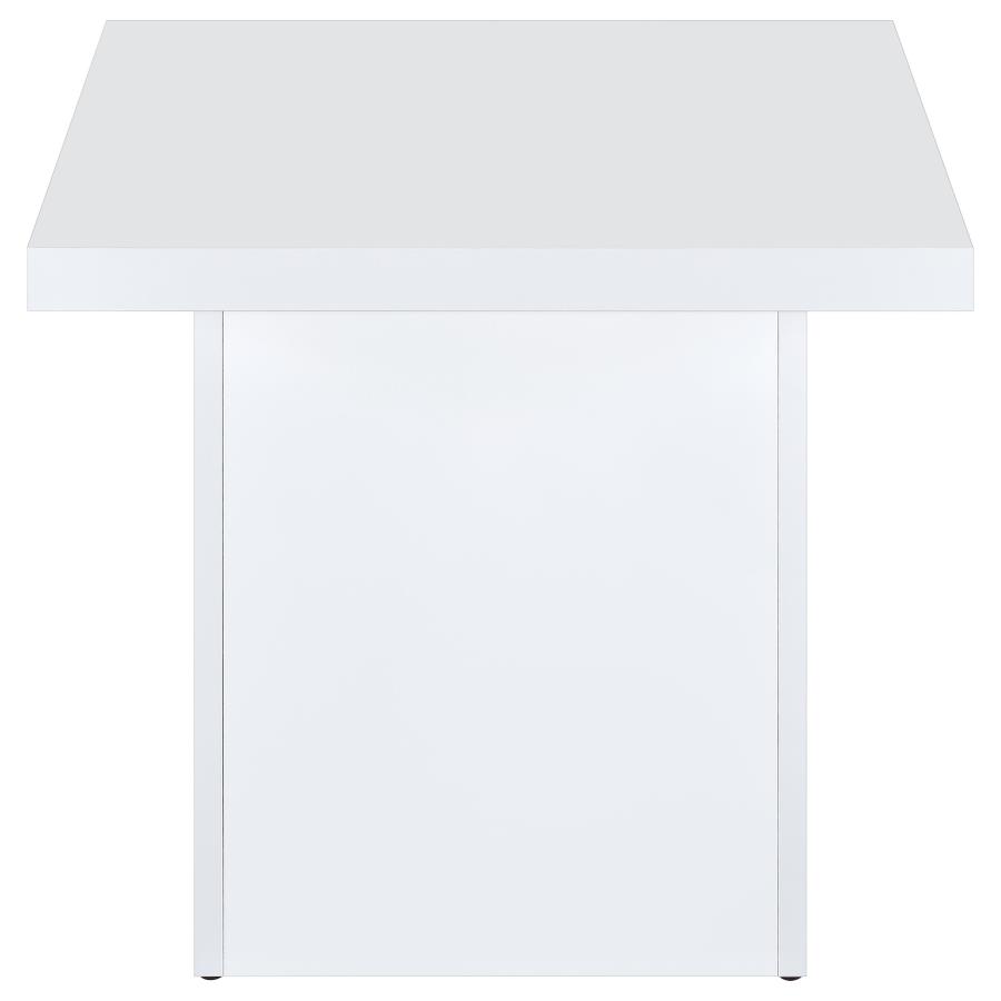 Devar Square Engineered Wood Side End Table White High Gloss
