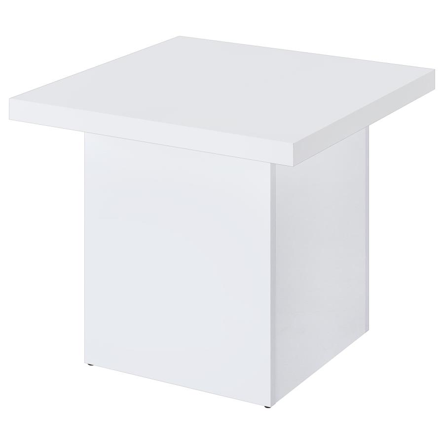 Devar 3-piece Square Coffee End Table Set White High Gloss