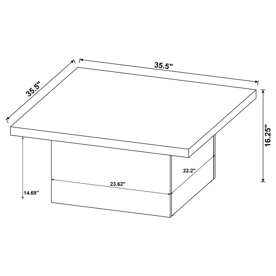 Modal Additional Images for Devar 3-piece Square Coffee End Table Set White High Gloss