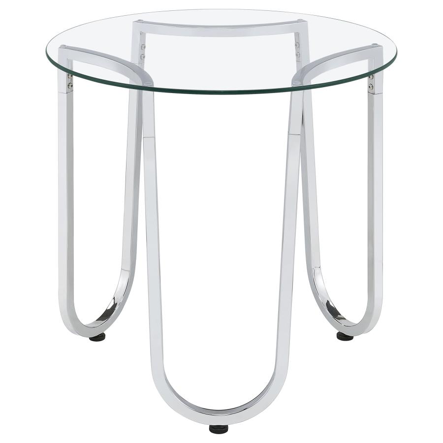 Beller 2-piece Round Tempered Glass Top Coffee Table Set Chrome