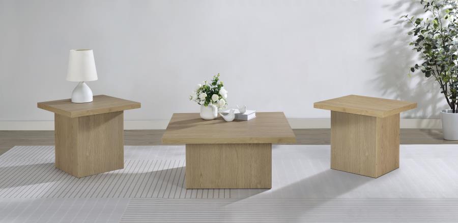 (image for) Devar 3-piece Square Cocktail Coffee End Table Set Latte