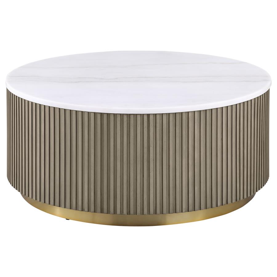 (image for) Jason Round White Marble Top Coffee Table Greige