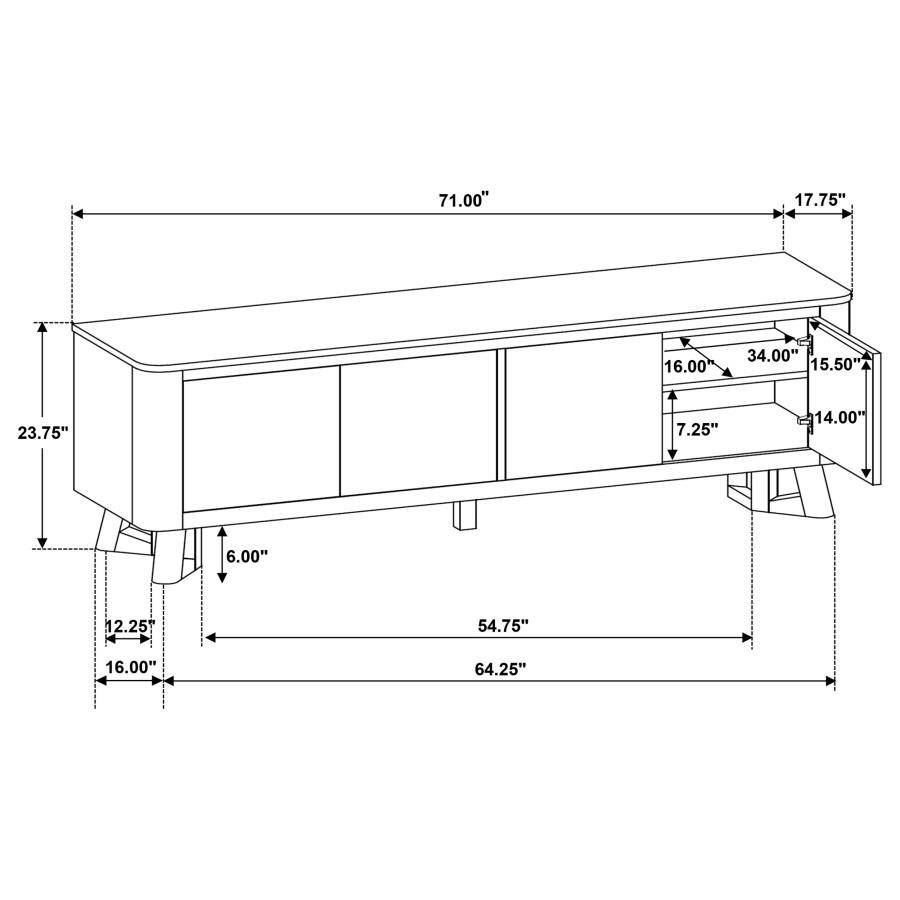 Modal Additional Images for Trotter 71-inch 4-Door Wood TV Stand Media Console Brown