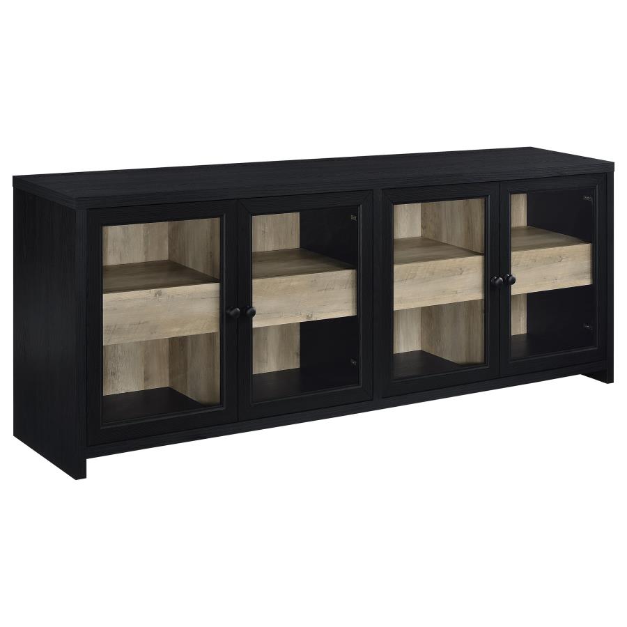 (image for) Denison 79-inch 4-door TV Stand Media Console Black
