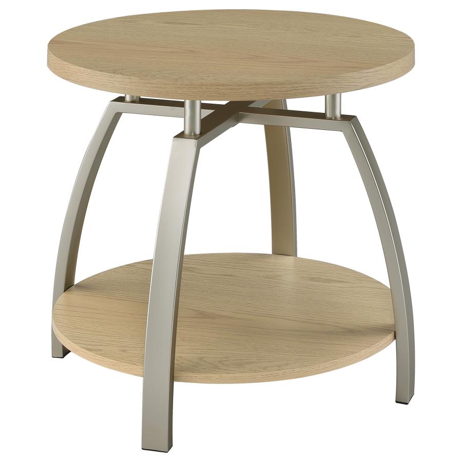 (image for) Dacre Round Engineered Wood Top Side End Table Greige