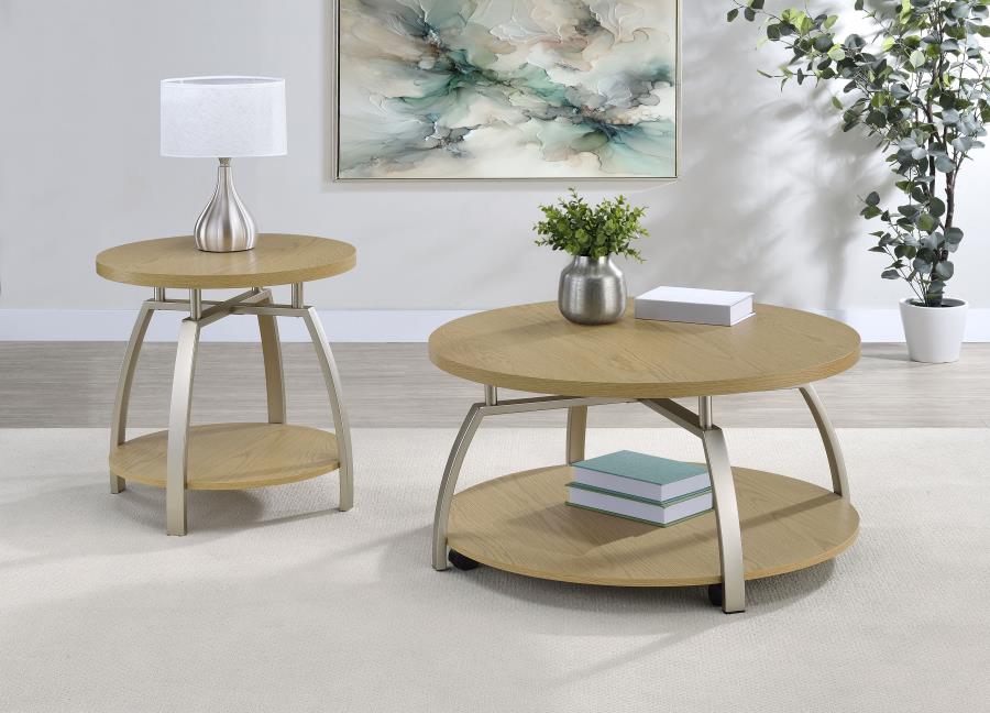(image for) Dacre 2-piece Round Coffee and End Table Set Greige