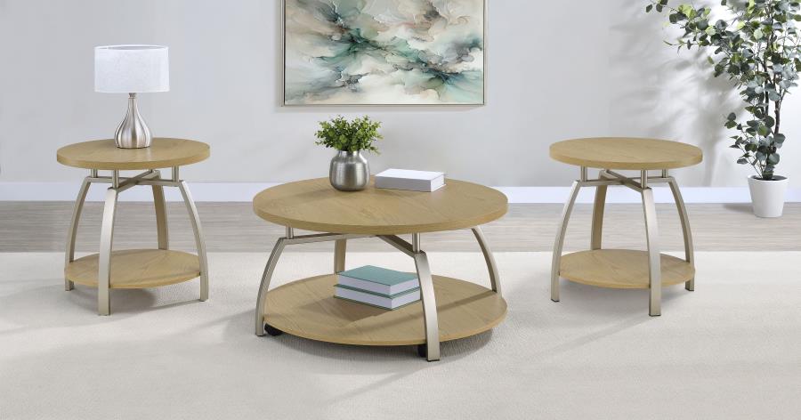 (image for) Dacre 3-piece Round Coffee and End Table Set Greige