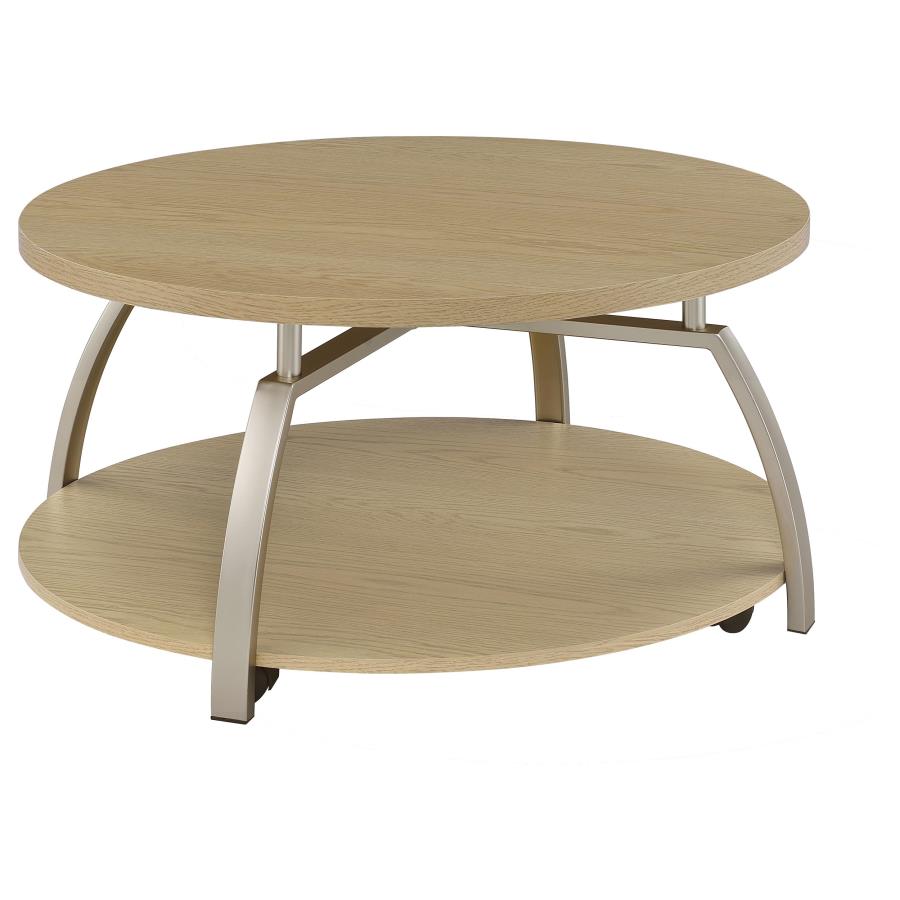 (image for) Dacre Round Engineered Wood Top Coffee Table Greige