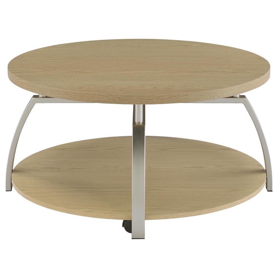 Dacre Round Engineered Wood Top Coffee Table Greige
