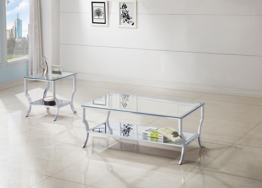 (image for) Saide 2-piece Glass Top Coffee and End Table Set Chrome