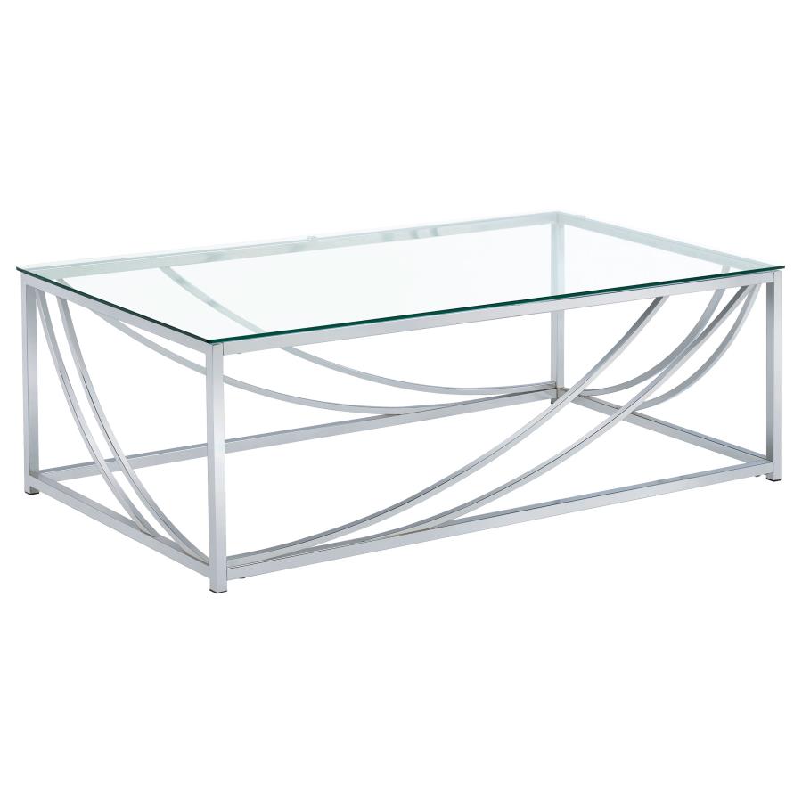 Lille Rectangular Glass Top Coffee Table Chrome (image for) Lille Rectangular Glass Top Coffee Table Chrome