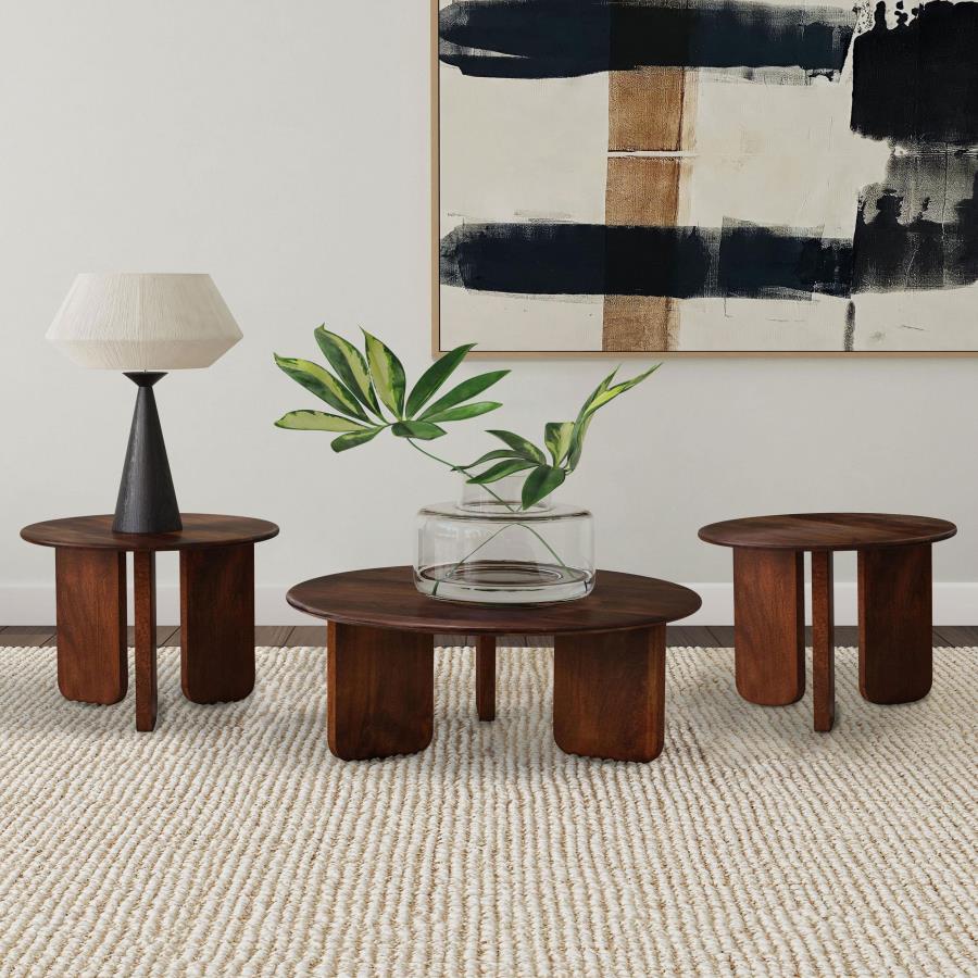 (image for) Dale 3-piece Solid Wood Coffee and End Table Set Brown