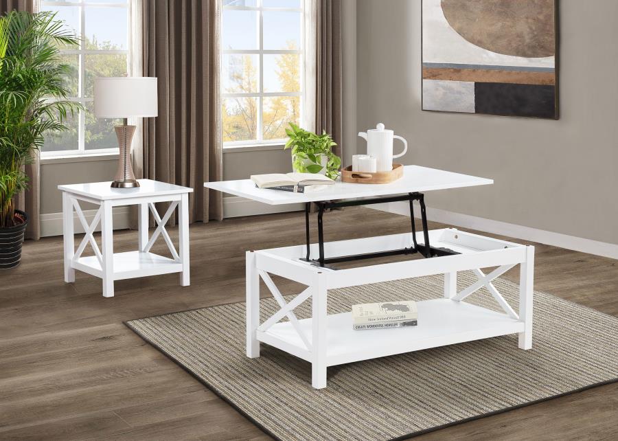 (image for) Skyview 2-piece Rectangular Lift Top Coffee Table Set White