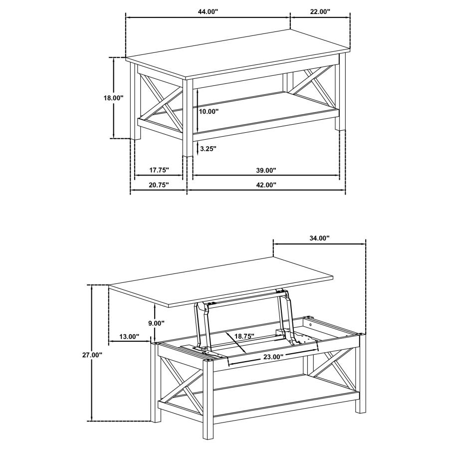 Modal Additional Images for Skyview 2-piece Rectangular Lift Top Coffee Table Set White