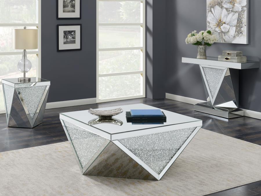 Modal Additional Images for Amore Square Mirrored Acrylic Crystal Coffee Table Silver