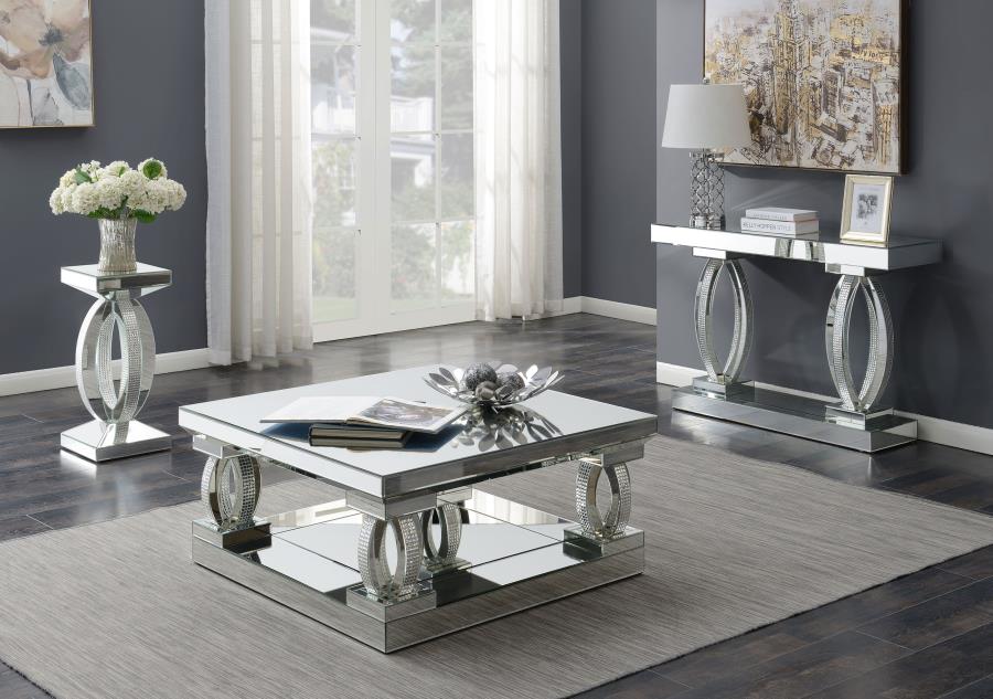 Modal Additional Images for Amalia Mirrored Acrylic Entryway Sofa Console Table Silver