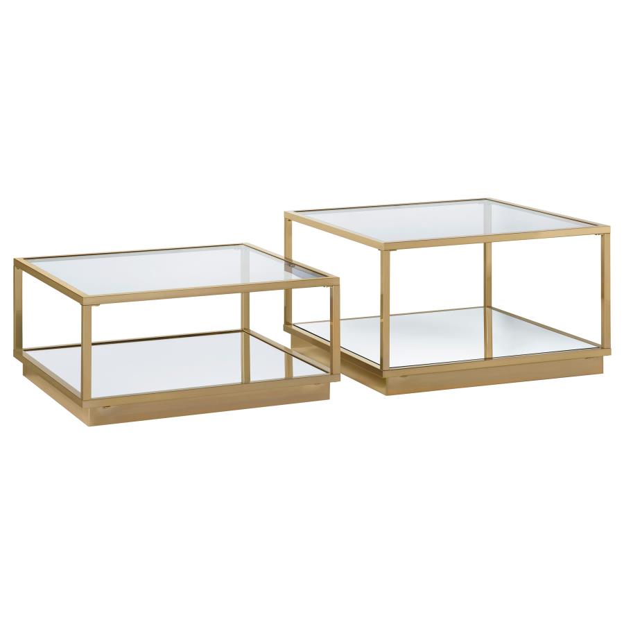 Renee 2-piece Square Coffee Table Set Rose Brass (image for) Renee 2-piece Square Coffee Table Set Rose Brass