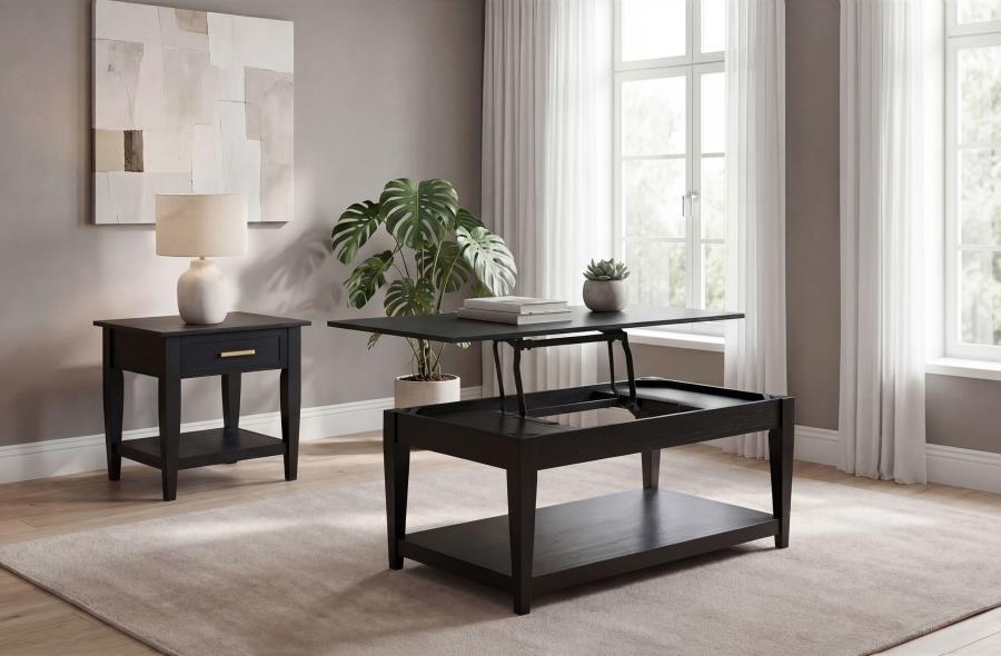 Modal Additional Images for Lindenton 1-drawer Wood Occasional Side End Table Black