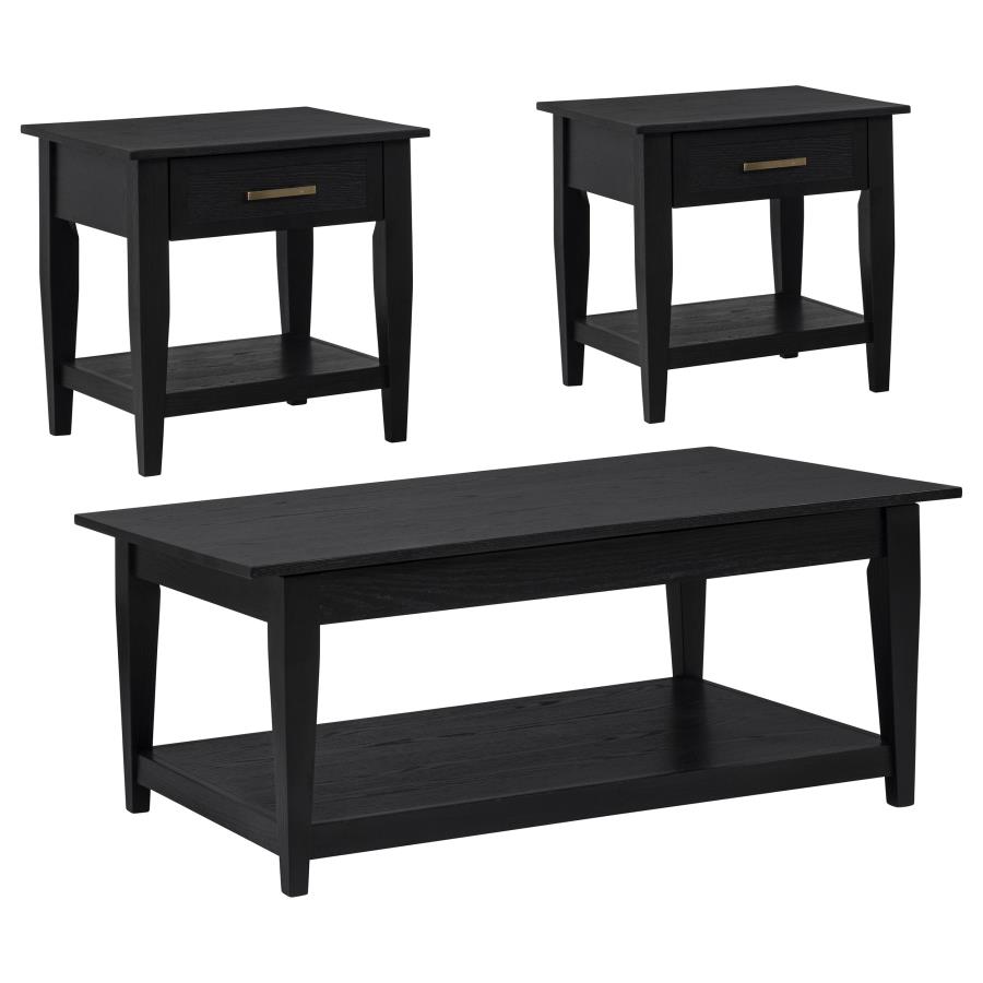 Lindenton 3-piece Wood Lift-Top Coffee and End Table Set Black