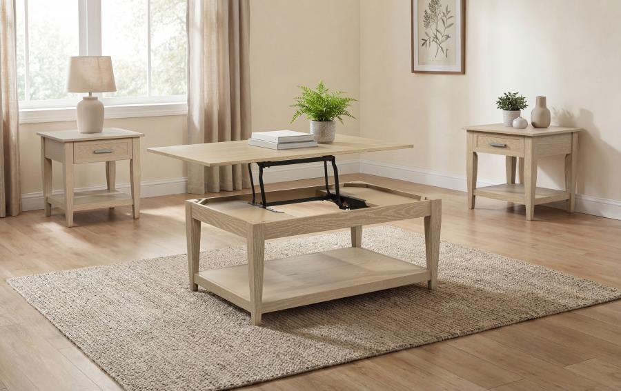 (image for) Lindenton 3-piece Wood Lift-Top Coffee and End Table Set Blonde