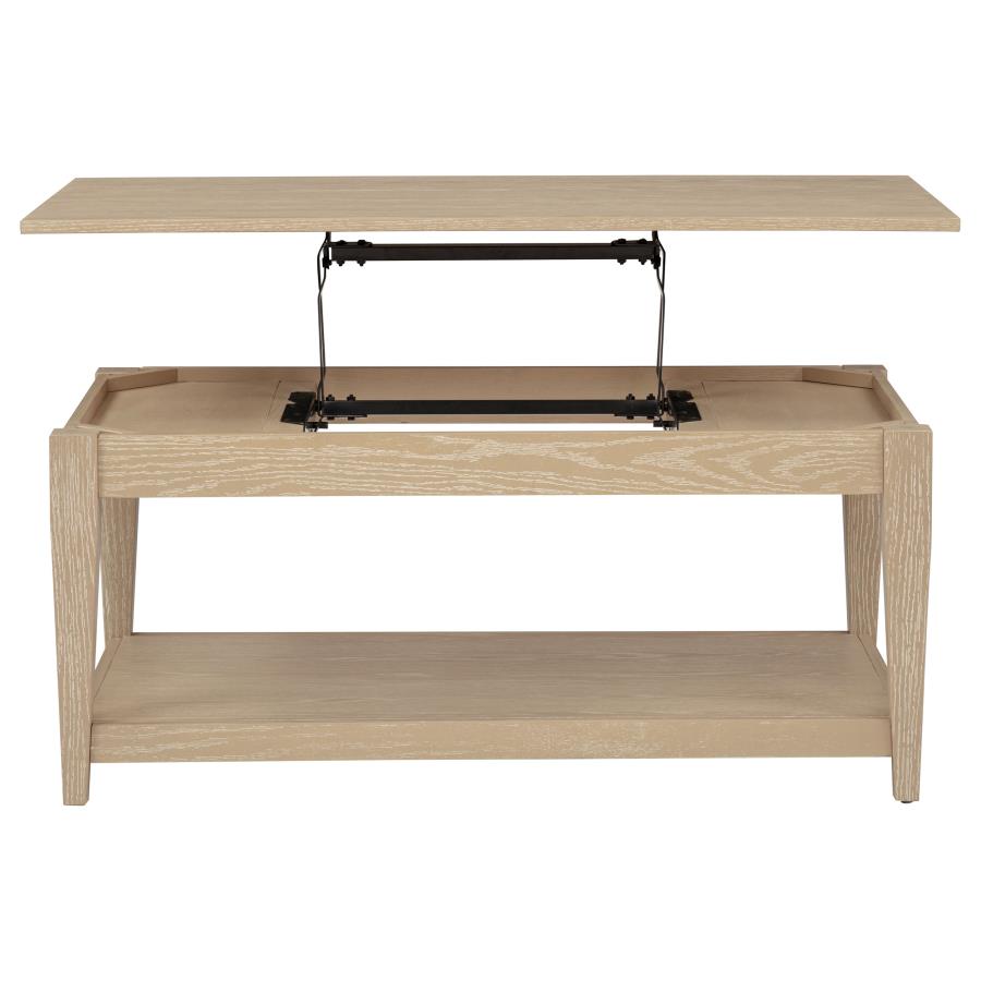 Lindenton 3-piece Wood Lift-Top Coffee and End Table Set Blonde