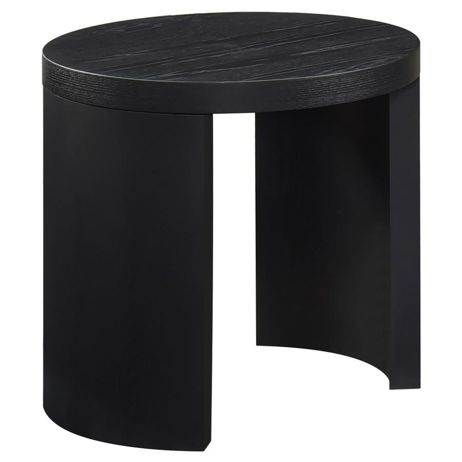 (image for) Sweeney 24-inch Round Wood Occasional Side End Table Black