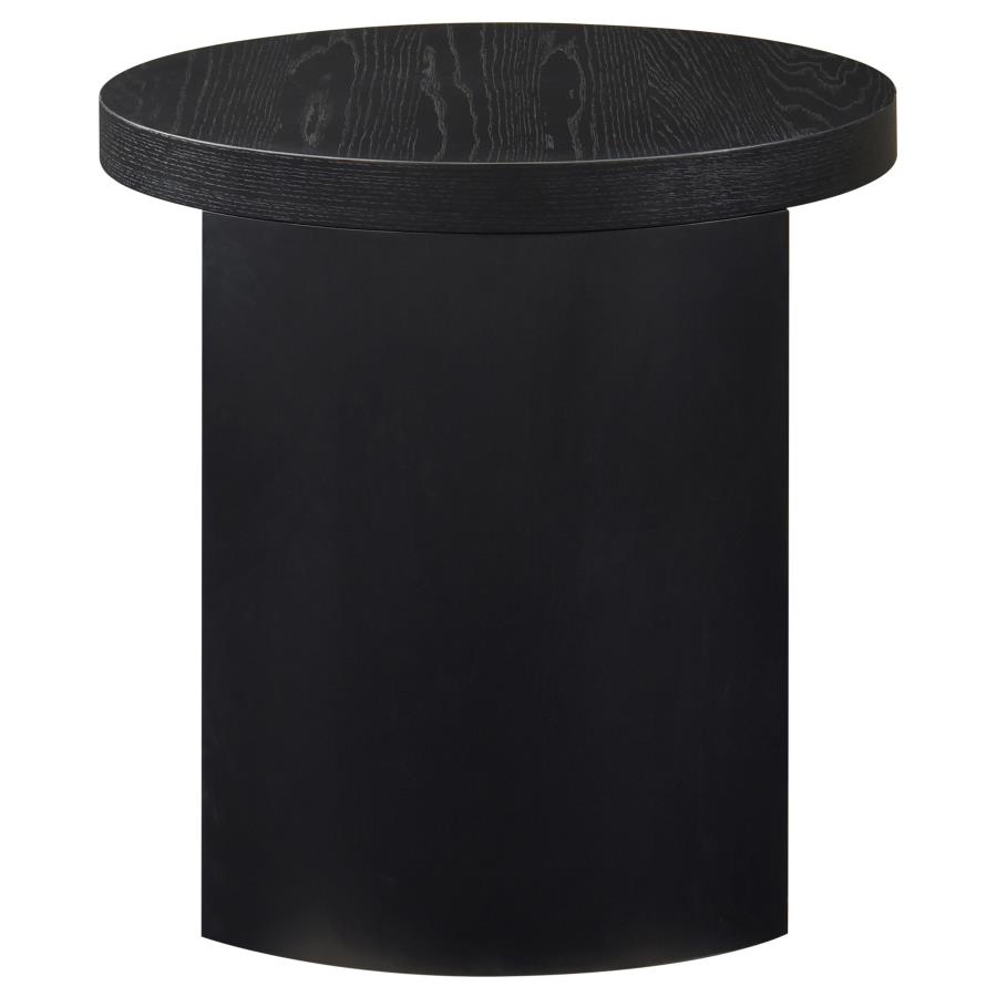 Sweeney 24-inch Round Wood Occasional Side End Table Black